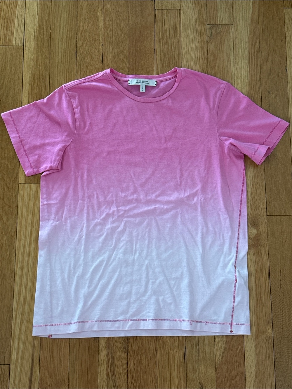 Dorothee Schumacher Pink Dip-Dye Ombre Crew Neck T-Shirt